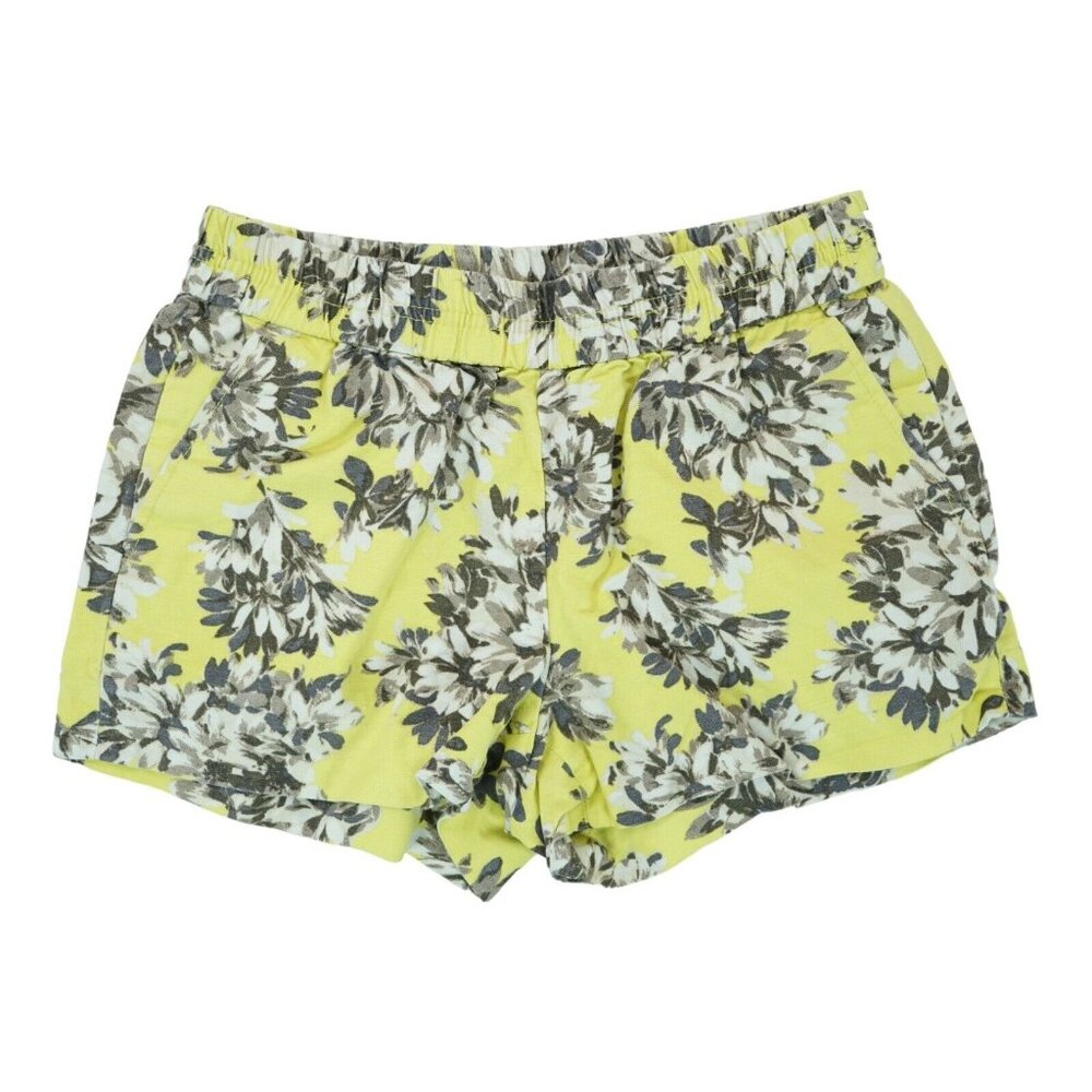 J. Crew Shorts Womens‎ Size 4 Yellow Floral Flower Linen Cotton Elastic Waist